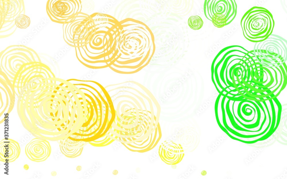 Light Green, Yellow vector doodle background with roses. Light Green, Yellow vector doodle background with roses.