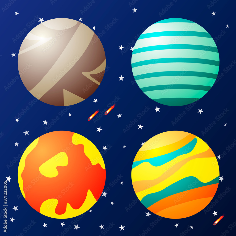 Set of fantasy planets in space Set of fantasy planets in space