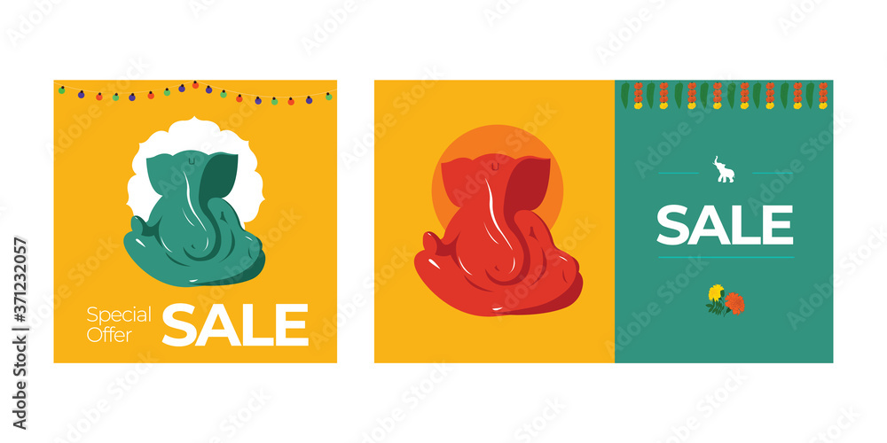 Fototapeta premium Indian Ganesh Festival Sale Banner Design, Ganesh Chaturthi, Ganesha Festival