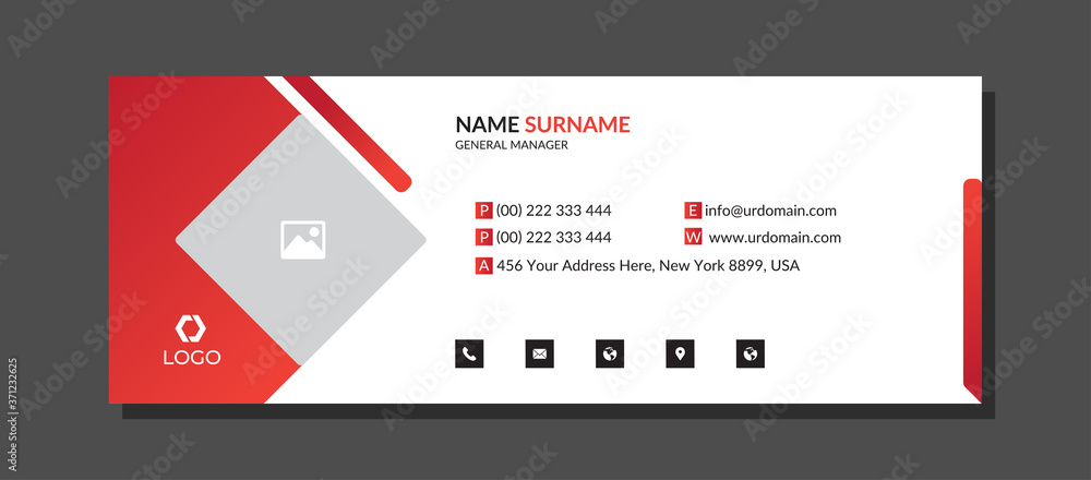 Corporate Email signature with an author photo place modern and minimalist layout - obrazy, fototapety, plakaty 