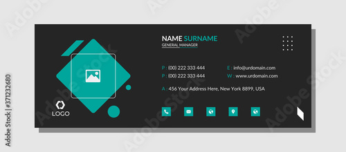 Email signature with an author photo place modern and black background layout