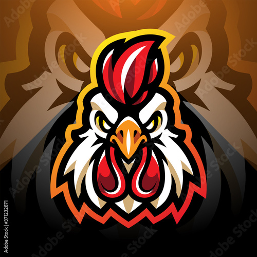 Rooster head esport mascot logo design
