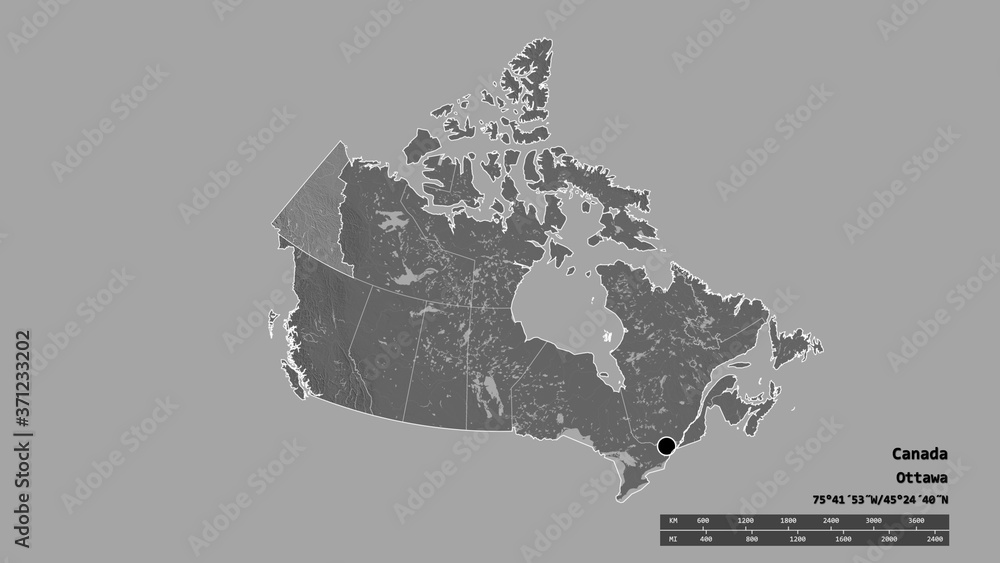 Location of Yukon, territory of Canada,. Bilevel