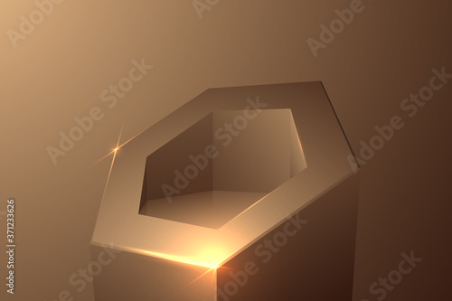 Gold hexagonal podium with glow effect