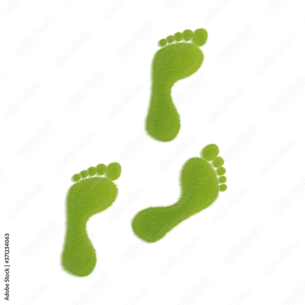 Ecological footprint concept illustration. Grass patch footprint walk. Ecological footprint concept illustration. Grass patch footprint walk.
