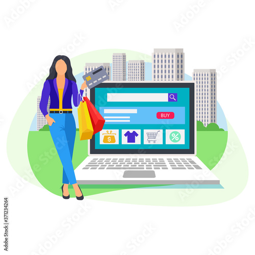Online shopping on website application vector concept version 11.