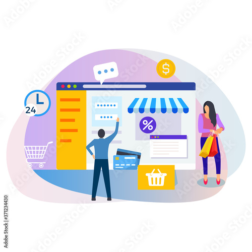 Online shopping on website application vector concept version 20.