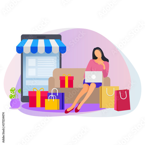 Online shopping on website application vector concept version 22.
