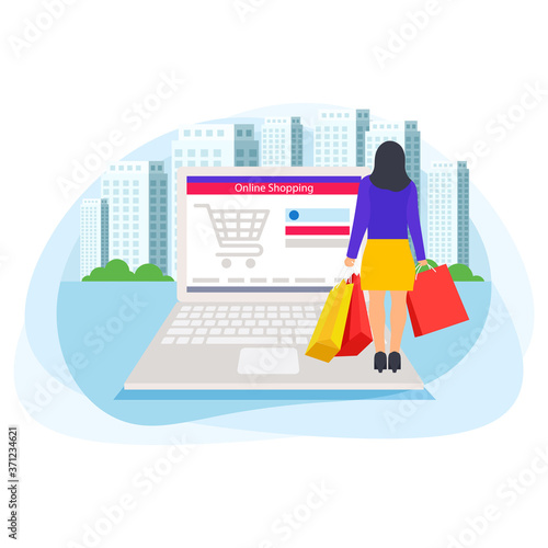 Online shopping on website application vector concept version 28.
