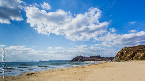 The sandy beach of the sea of Japan on the shores of the Primorsky territory