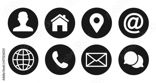 Contact icons set, vector illustration
