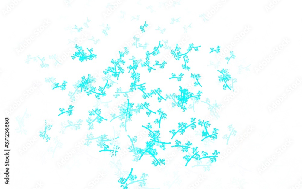 Light BLUE vector doodle template with branches.