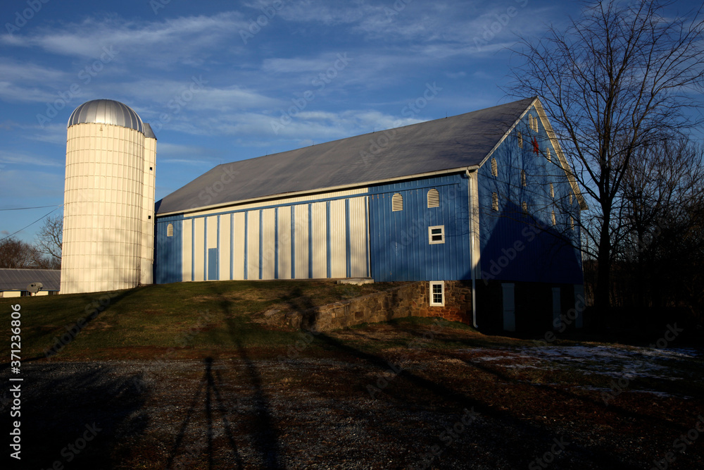 Barn & Silo, blue Barn & Silo, blue