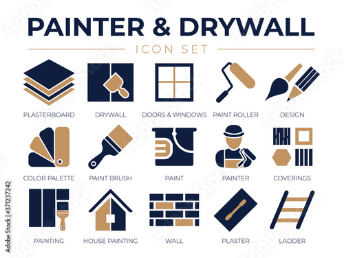 Painter and Drywall Icon Set