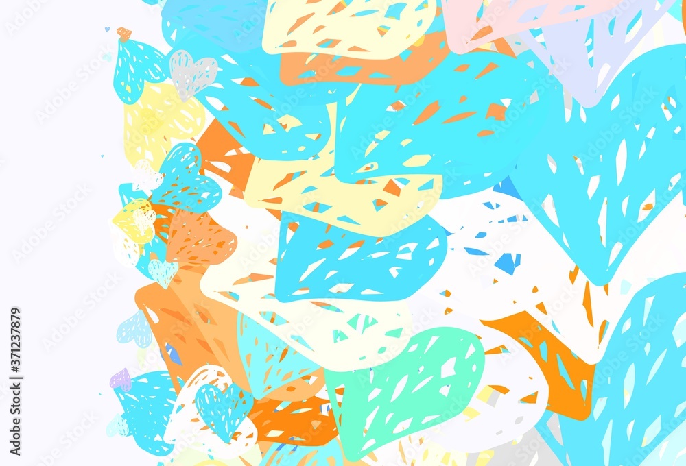 Fototapeta premium Light Blue, Yellow vector template with doodle hearts.