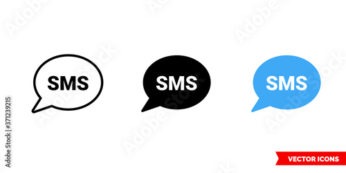 Text message symbols icon of 3 types color, black and white, outline. Isolated vector sign symbol.