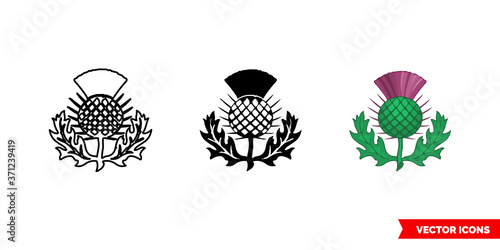 Thistle symbol of scotland icon of 3 types color, black and white, outline. Isolated vector sign symbol. photo