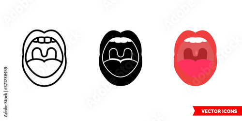Throat oral icon of 3 types color, black and white, outline. Isolated vector sign symbol.