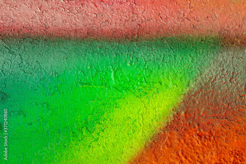 Beautiful bright colorful street art graffiti background. Abstract creative spray drawing fashion colors on the walls of the city. Urban Culture, ginger, red , orange , yellow, green, blue texture © Yaroslav