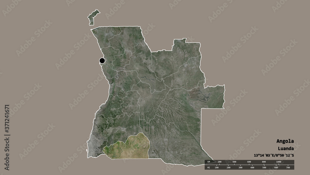 Location of Cunene, province of Angola,. Satellite