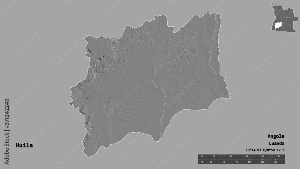 Huíla, province of Angola, zoomed. Bilevel