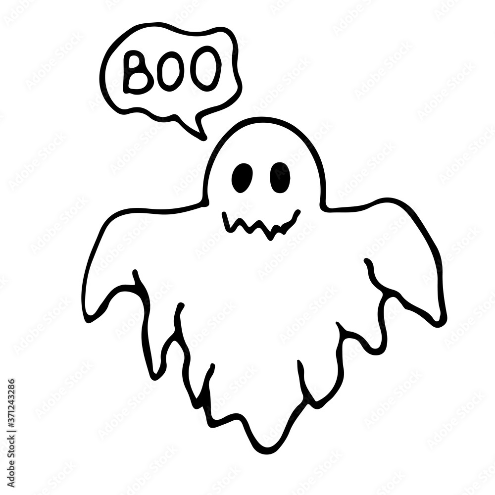 Halloween ghost isolated on white background. Hand drawn vector illustration Halloween ghost isolated on white background. Hand drawn vector illustration