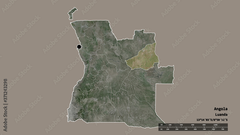 Location of Lunda Sul, province of Angola,. Satellite