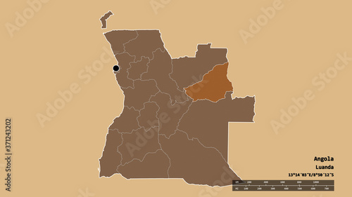 Location of Lunda Sul, province of Angola,. Pattern photo