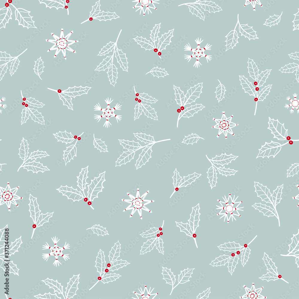 Lovely hand drawn christmas seamless pattern with branches and decoration, great for textiles, banners, wallpaper, wrapping - vector design