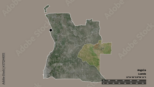 Location of Moxico, province of Angola,. Satellite photo