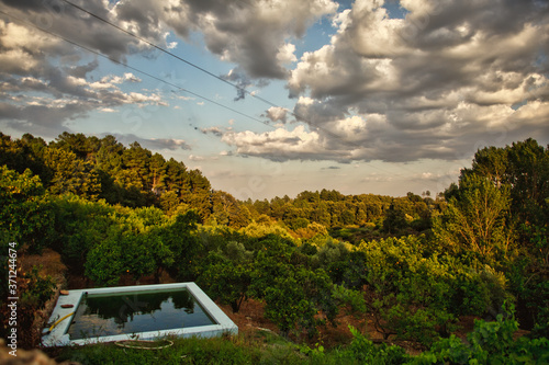 Paisaje con una alberca