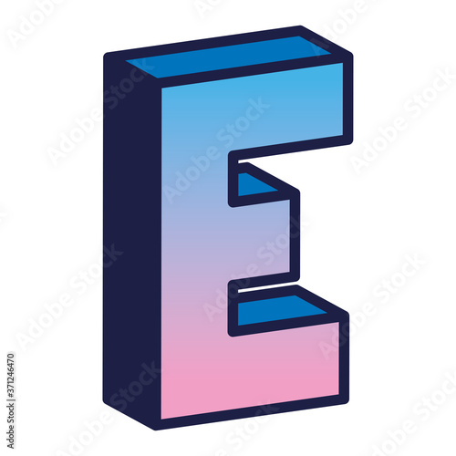 3d e letter design, lettering typography retro and comic theme Vector illustration