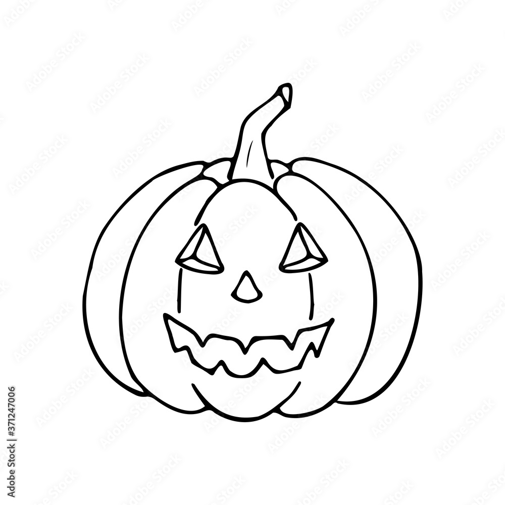 Pumpkin with halloween face. Doodle style. Vector. Pumpkin with halloween face. Doodle style. Vector.
