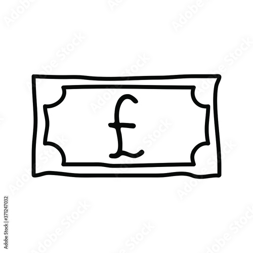 Pound sterling coin money logo icon sign emblem symbol Hand drawn Modern doodle cartoon design style Fashion print clothes apparel greeting invitation card economical banner badge poster flyer website