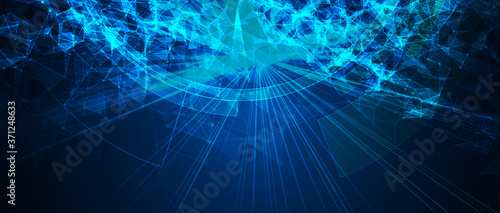 Quantum processing. Deep learning artificial intelligence. Future new technology  for business or science presentation