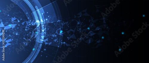 Quantum processing. Deep learning artificial intelligence. Future new technology  for business or science presentation