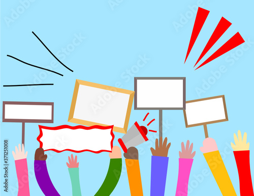Canvas-taulu Diversity people raised hands