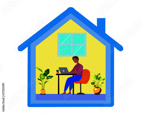 man working from home,work from home,stay at home