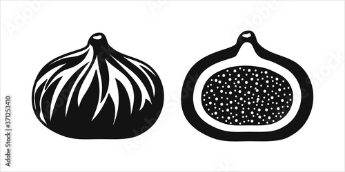 Fig set icons isolated on white. Stencil fruit. Vector stock illustration. EPS 10