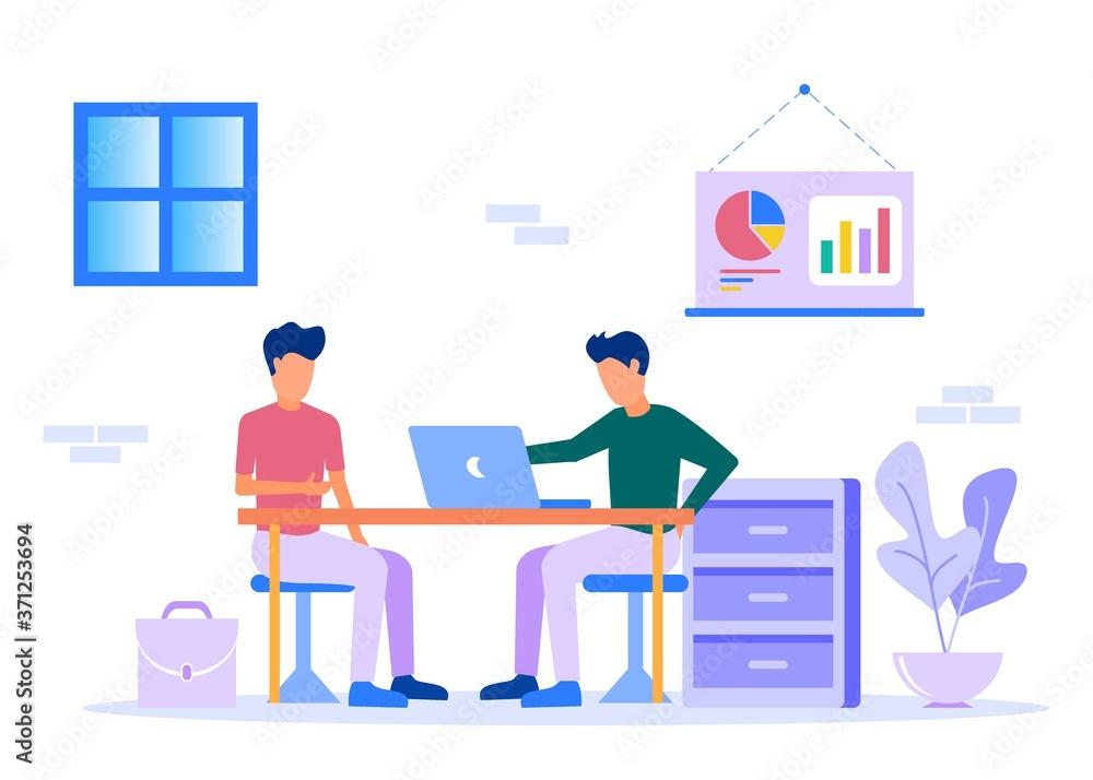 Illustration vector graphic cartoon character of business partner Illustration vector graphic cartoon character of business partner