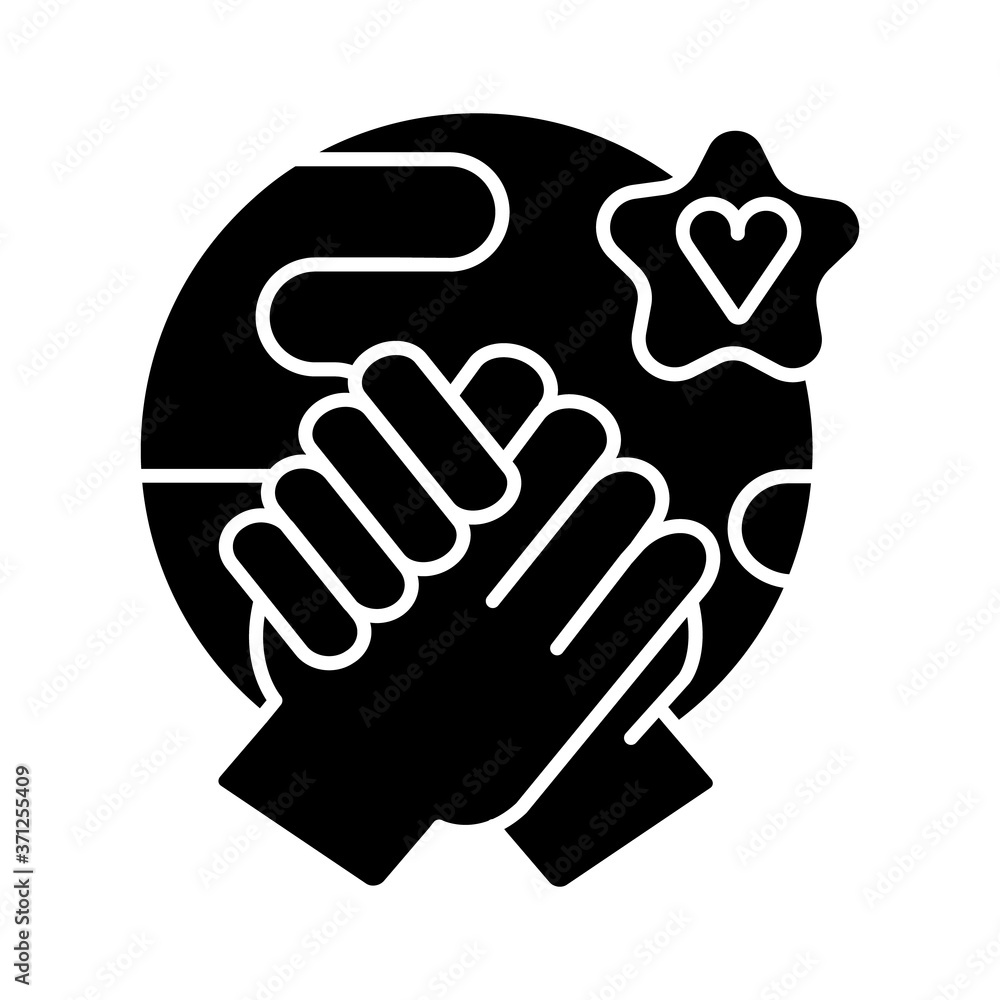 Tolerance black glyph icon. Human rights, equality, solidarity and compassion. Communication skills, empathy silhouette symbol on white space. Friendly relationship. Vector isolated illustration Tolerance black glyph icon. Human rights, equality, solidarity and compassion. Communication skills, empathy silhouette symbol on white space. Friendly relationship. Vector isolated illustration