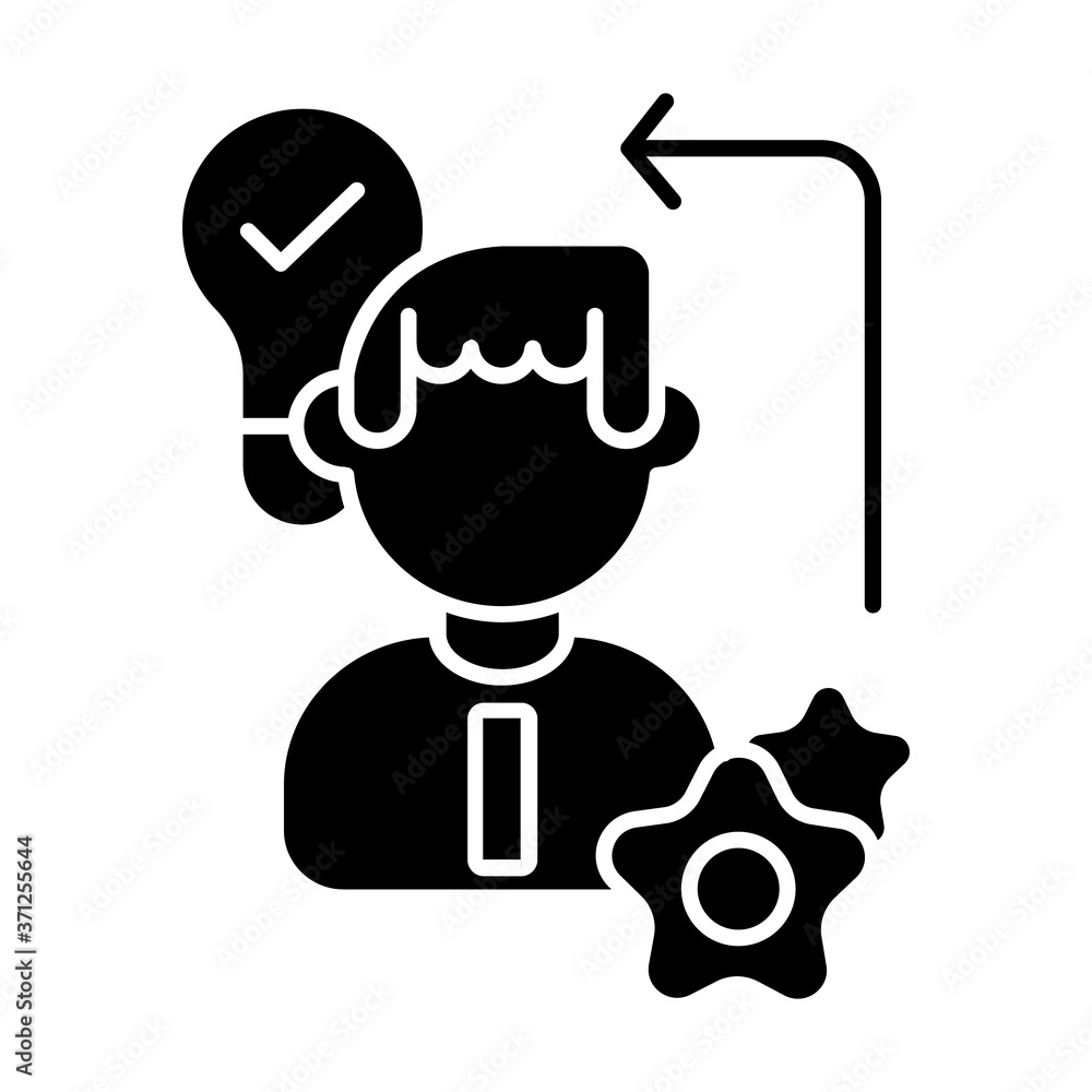 Diligence black glyph icon. Creative thinking, self improvement skills, personal growth silhouette symbol on white space. Startup development, business planning. Vector isolated illustration Diligence black glyph icon. Creative thinking, self improvement skills, personal growth silhouette symbol on white space. Startup development, business planning. Vector isolated illustration