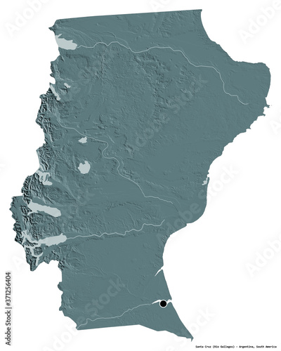 Santa Cruz, province of Argentina, on white. Administrative photo