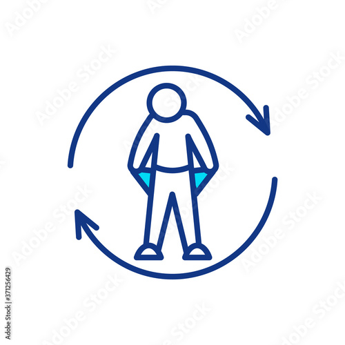 Employee turnover RGB color icon. Replace worker. Unemployment problem. Economic trouble. Potential for homelessness due to lack on finance. Substitute for job position. Isolated vector illustration