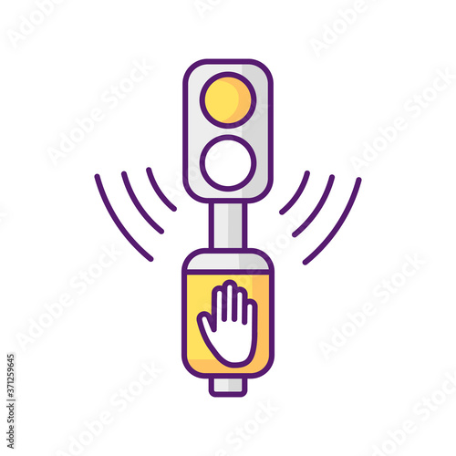 Acoustic traffic lights signals RGB color icon. Audible traffic signal for blind pedestrians. LED crosswalk light. City infrastructure. Disabled people facilities. Isolated vector illustration