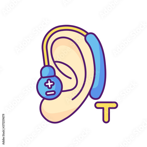 Hearing loop RGB color icon. Assistive listening technology. Audio induction loop system. Hearing aids. Clear sound facilities. Disabled people accessibility. Isolated vector illustration