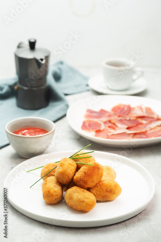 Tapas croquettes, traditional Spanish or French snack