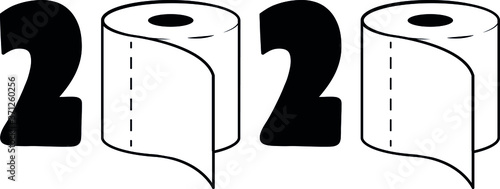 2020 Toilet Paper Roll Vector, Quarantine with Toilet Paper in Covid-19 Pandemic Panic