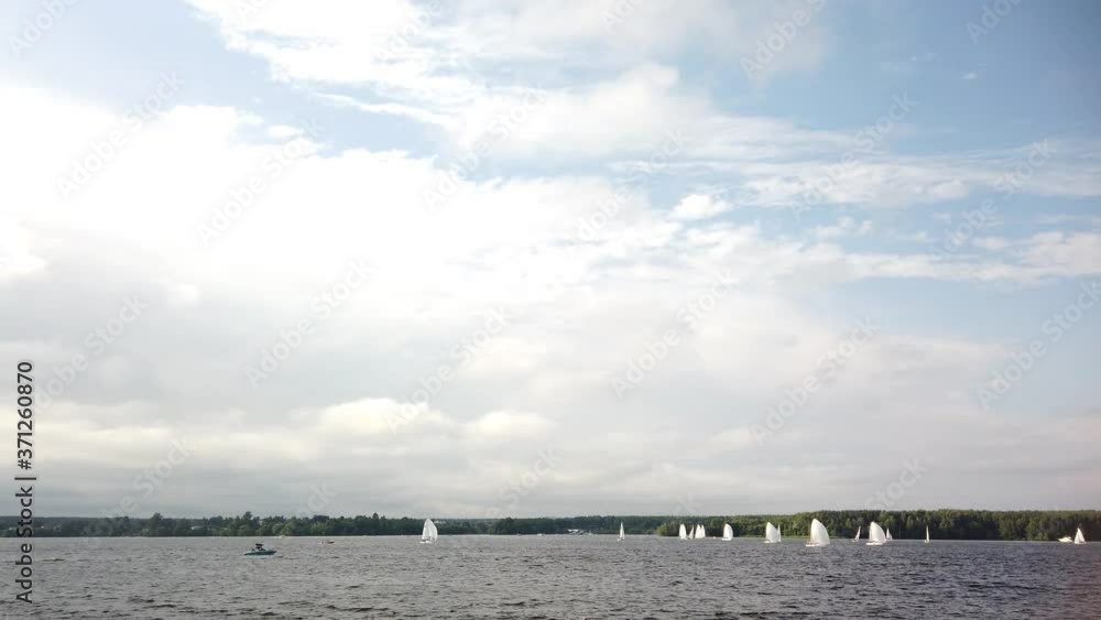 Lots of sailing boats in the reservoir Lots of sailing boats in the reservoir