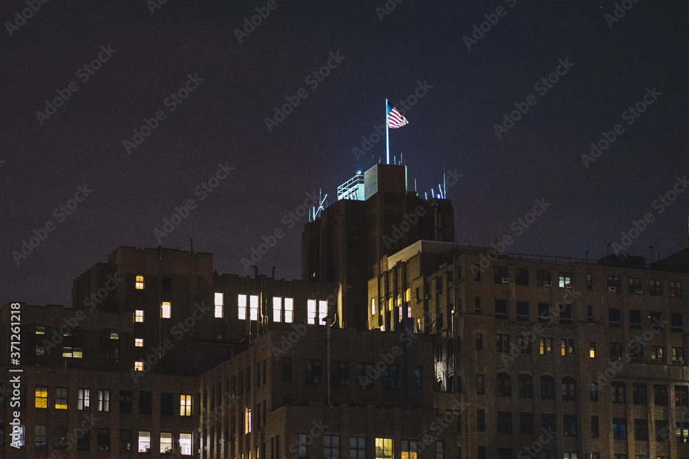 American flag on top of building